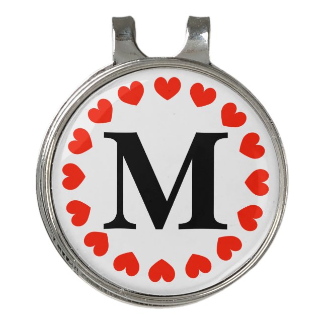 Heart monogram ladies golf hat clip ball marker (Front)