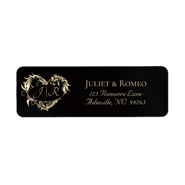Heart Monogram Return Address - Black Label (Front)