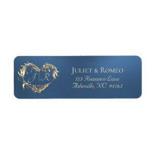 Heart Monogram Return Address - Blue Label