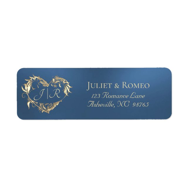 Heart Monogram Return Address - Blue Label (Front)