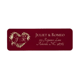 Heart Monogram Return Address - Burgundy Label