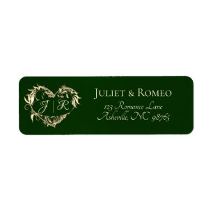 Heart Monogram Return Address - Emerald Label
