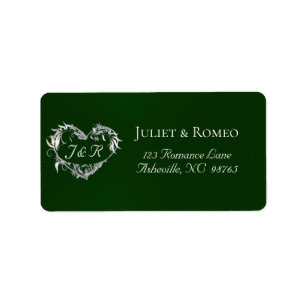 Heart Monogram Return Address - Emerald Label
