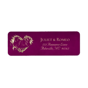 Heart Monogram Return Address - Plum Label