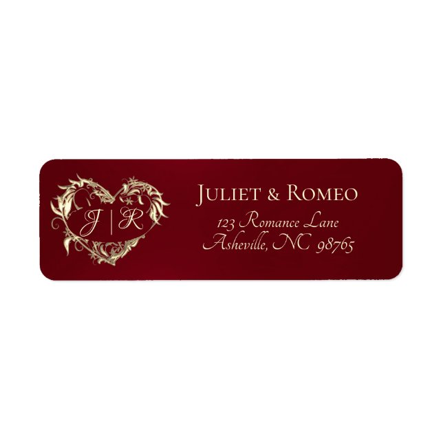 Heart Monogram Return Address - Red Label (Front)