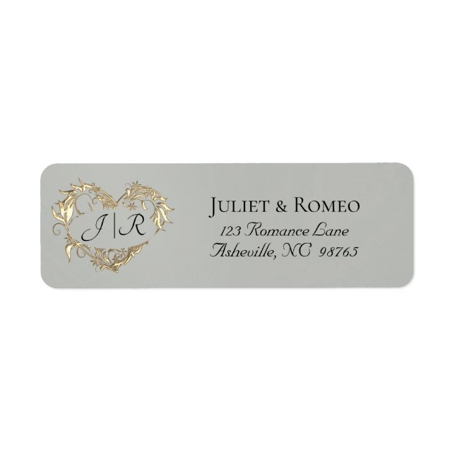 Heart Monogram Return Address - Sage Label (Front)