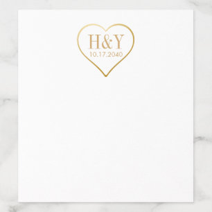 Heart Monogram Romantic Gold Wedding Initials Envelope Liner