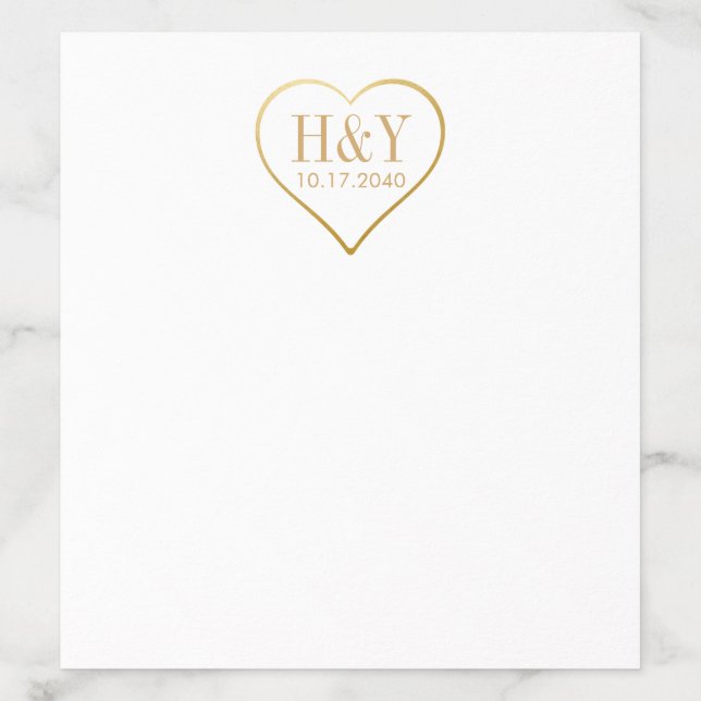 Heart Monogram Romantic Gold Wedding Initials Envelope Liner (Design)