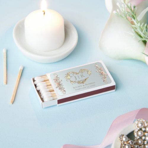 Heart Monogram & Roses - Silver Matchboxes
