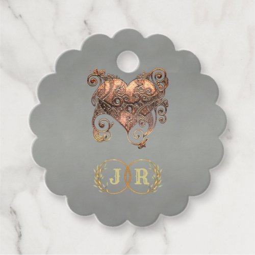 Heart & Monogram Thank You - Sage Favor Tags