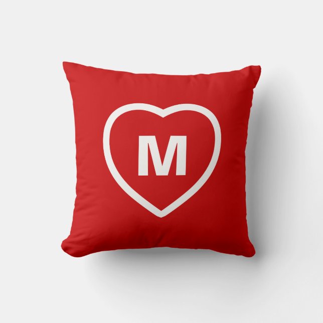 Heart Monogram Throw Pillow (Front)