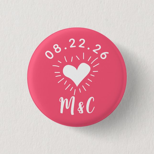 Heart Monogram Wedding Button (Front)