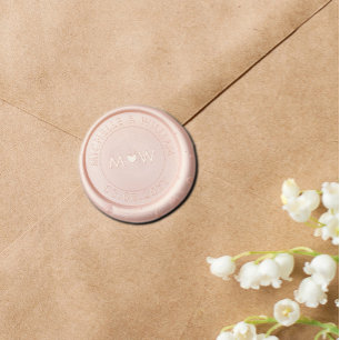 Heart Monogram with Names Wedding Date Wax Seal Sticker