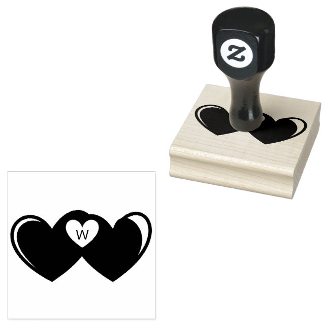 Heart Monogram Wood Art Stamp (Stamped)