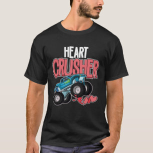 Heart Monster Truck Crusher Funny Valentine's Day T-Shirt