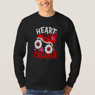 Heart Monster Truck Crusher Valentines Day Cute Bo T-Shirt