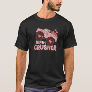 Heart Monster Truck Crusher Valentines Day Cute Gi T-Shirt