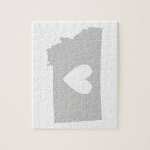Heart Montana Gray Silhouette with Heart Montanan Jigsaw Puzzle