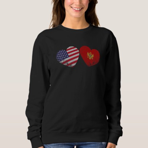 Heart Montenegrin American Flag Patriotic Family H Sweatshirt
