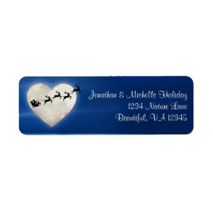 Heart Moon with Santa and Sleigh Holiday Address Label