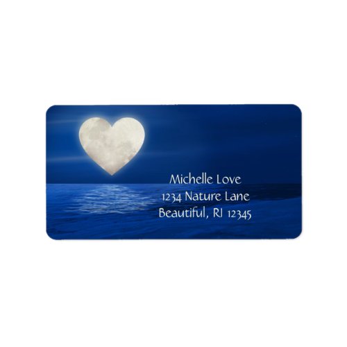 Heart Moon with Snow Covered Beach Winter Address Label