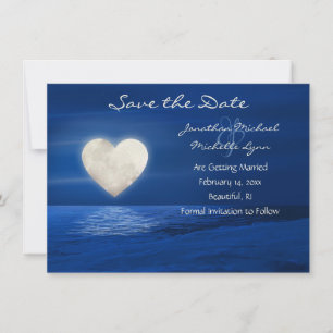 Heart Moon with Snow Covered Beach Winter Wedding Save The Date