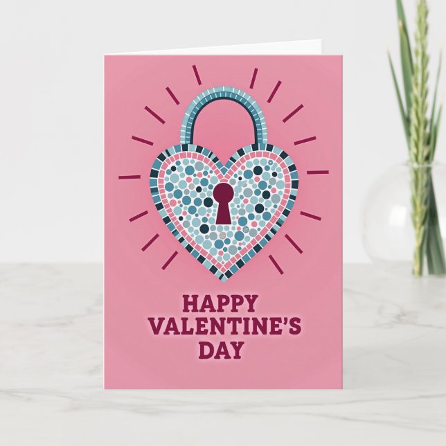 Heart Mosaic Valentines Day Card (Front)