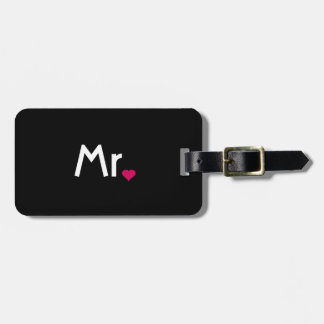 Heart Mr and Mrs luggage tag for him