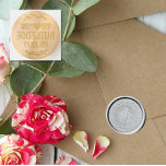 Heart Ms & Mr Last Name Wedding Date Gay Wax Seal Stamp<br><div class="desc">Romantic Mr & Mrs wax seal stamp with a heart and greenery for a wedding personalized with your last name and wedding date.</div>