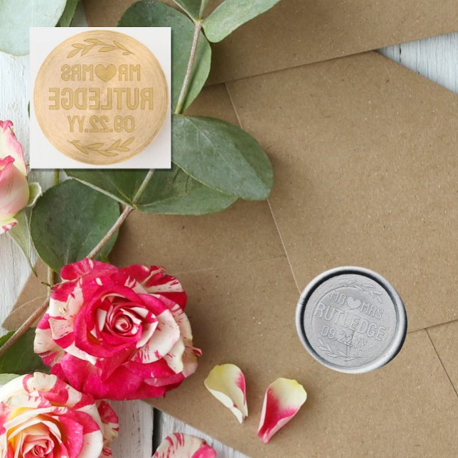 Heart Ms & Mr Last Name Wedding Date Gay Wax Seal Stamp (Creator Uploaded)