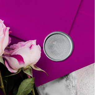 Heart Ms & Mrs Last Name Wedding Date Wax Seal Sticker