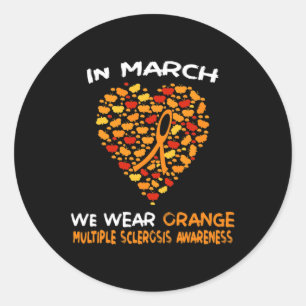 Heart Ms Multiple Sclerosis Awareness March We Wea Classic Round Sticker