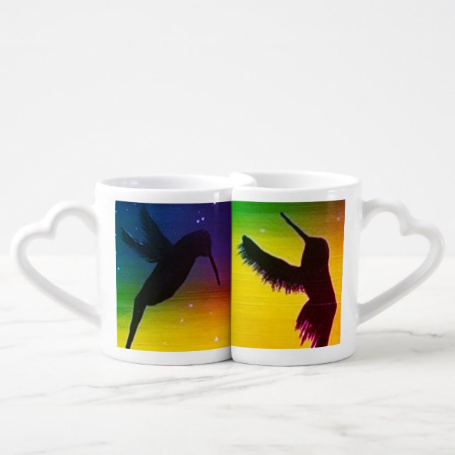 Heart Mugs with Hummingbirds (Front Nesting)