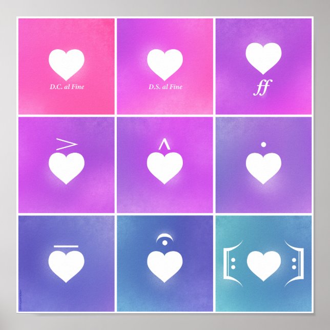 Heart Music Notation Love Language Poster (Front)