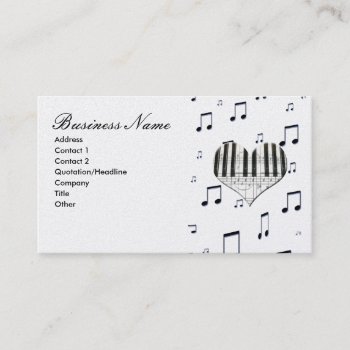 Heart & Music Notes Piano Keyboard Business Card by dreamlyn at Zazzle