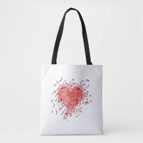 Heart Musical Notes Musician Music Valentines Day Tote Bag