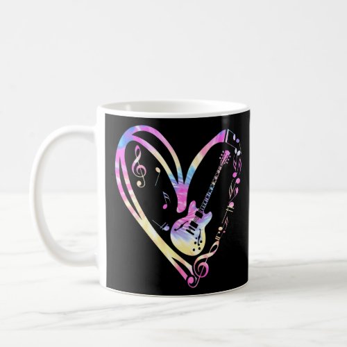 Heart Musical Notes Tie Dye Guitar Valentines Day  Coffee Mug
