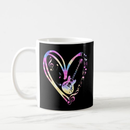 Heart Musical Notes Tie Dye Guitar Valentines Day  Coffee Mug