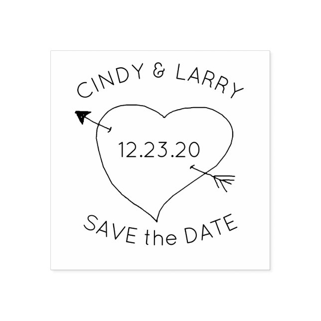 Heart n Arrow Save the Date Cute Wedding Stamp (Imprint)