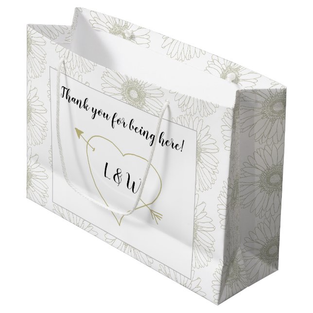 Heart n Daisy Wedding Guest Welcome Bag (Front Angled)