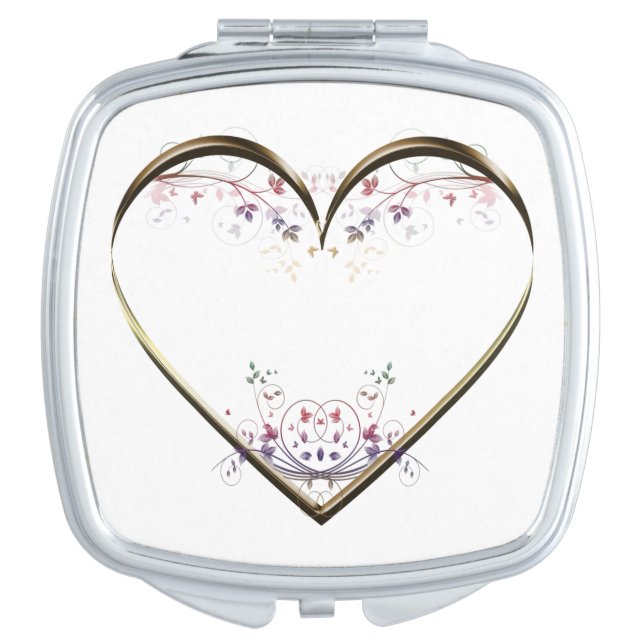 Heart n Flowers Custom Compact Mirror (Front)