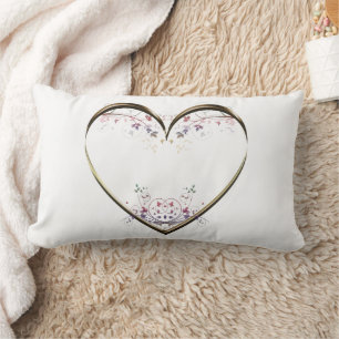 Heart n Flowers Custom Message Lumbar Pillow