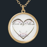 Heart n Flowers Custom Message / Photo Gold Plated Necklace<br><div class="desc">Pretty gold heat with flowers. You can change the text from mom to daughter to a pet . You also can place a heart shaped picture of your loved one in the heart.</div>