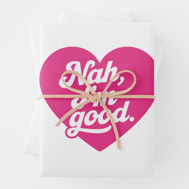 Heart Nah Im Good Anti Valentines Day Single Aware Wrapping Paper Sheets (In situ)