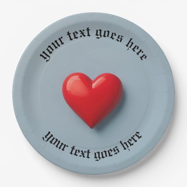 heart napkin with create your own text paper plates (Front)
