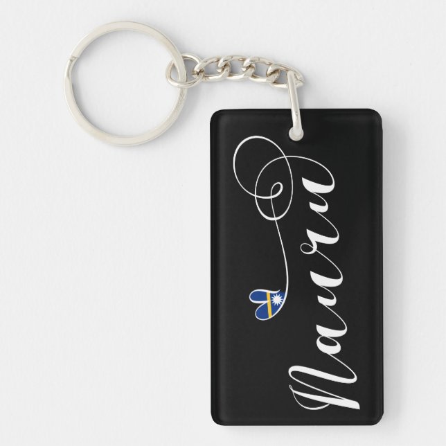 Heart Nauru Flag, I Love Nauru, Republic of Nauru Keychain (Front)