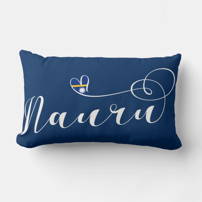 Heart Nauru Flag, I Love Nauru, Republic of Nauru Lumbar Pillow (Front)