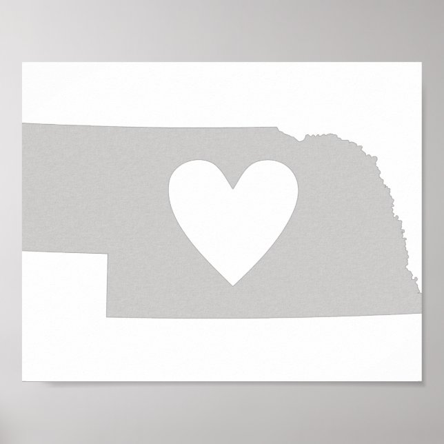 Heart Nebraska state silhouette Poster (Front)