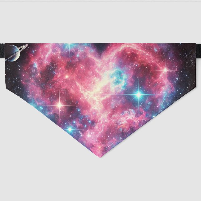 Heart Nebula Galaxy Pet Bandana Collar (Front)
