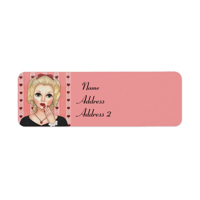 Heart Necklace Girl Blonde Head Vase Luscious Lips Label (Front)